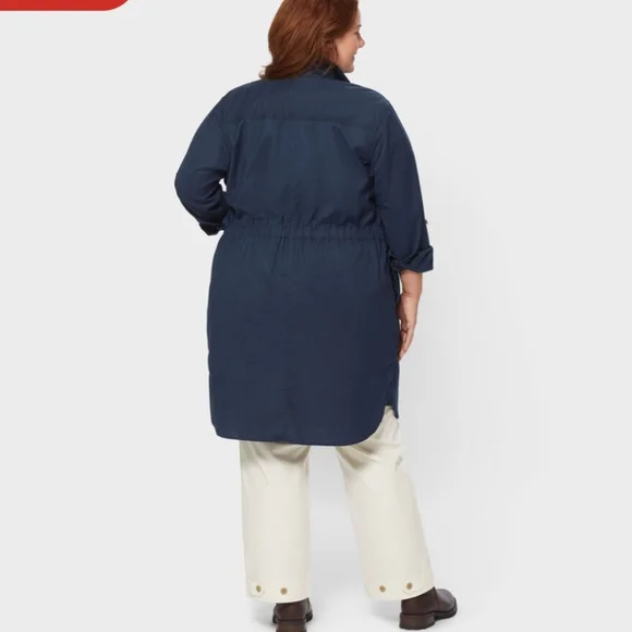 DULUTH TRADING CO HEMP SHIRT DRESS NAVY CURVY PLUS PREPPY CLASSY elegant Y2k - Picture 5 of 16